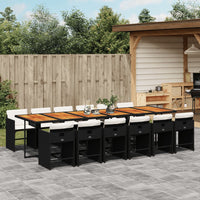 Thumbnail for 13-tlg. Garten-Essgruppe mit Kissen Schwarz Poly Rattan