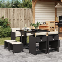 Thumbnail for 9-tlg. Garten-Essgruppe mit Kissen Schwarz Poly Rattan