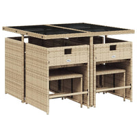 Thumbnail for 9-tlg. Garten-Essgruppe mit Kissen Beige Poly Rattan