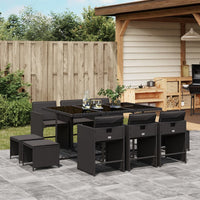 Thumbnail for 11-tlg. Garten-Essgruppe mit Kissen Schwarz Poly Rattan