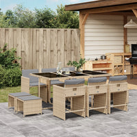 Thumbnail for 11-tlg. Garten-Essgruppe mit Kissen Beigemischung Poly Rattan