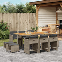 Thumbnail for 11-tlg. Garten-Essgruppe mit Kissen Grau Poly Rattan