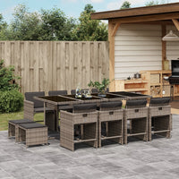 Thumbnail for 13-tlg. Garten-Essgruppe mit Kissen Grau Poly Rattan