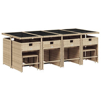 Thumbnail for 13-tlg. Garten-Essgruppe mit Kissen Beige Poly Rattan