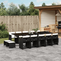 Thumbnail for 15-tlg. Garten-Essgruppe mit Kissen Schwarz Poly Rattan