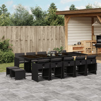 Thumbnail for 15-tlg. Garten-Essgruppe mit Kissen Schwarz Poly Rattan