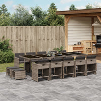 Thumbnail for 15-tlg. Garten-Essgruppe mit Kissen Grau Poly Rattan
