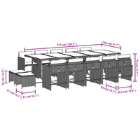 Thumbnail for 15-tlg. Garten-Essgruppe mit Kissen Braun Poly Rattan