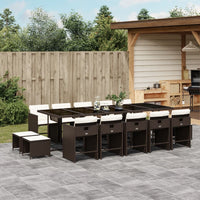 Thumbnail for 15-tlg. Garten-Essgruppe mit Kissen Braun Poly Rattan