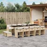Thumbnail for 15-tlg. Garten-Essgruppe mit Kissen Beige Poly Rattan