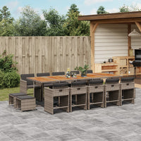 Thumbnail for 15-tlg. Garten-Essgruppe mit Kissen Grau Poly Rattan