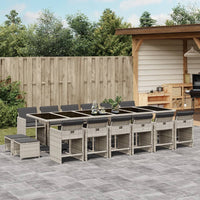 Thumbnail for 17-tlg. Garten-Essgruppe mit Kissen Hellgrau Poly Rattan