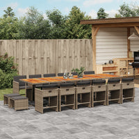 Thumbnail for 17-tlg. Garten-Essgruppe mit Kissen Grau Poly Rattan