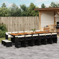 Thumbnail for 17-tlg. Garten-Essgruppe mit Kissen Schwarz Poly Rattan