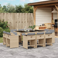 Thumbnail for 11-tlg. Garten-Essgruppe mit Kissen Beigemischung Poly Rattan