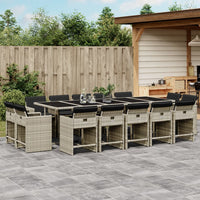 Thumbnail for 15-tlg. Garten-Essgruppe mit Kissen Hellgrau Poly Rattan