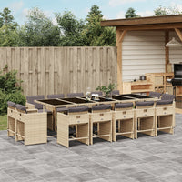 Thumbnail for 15-tlg. Garten-Essgruppe mit Kissen Beigemischung Poly Rattan