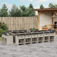 Thumbnail for 17-tlg. Garten-Essgruppe mit Kissen Hellgrau Poly Rattan