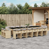 Thumbnail for 17-tlg. Garten-Essgruppe mit Kissen Beigemischung Poly Rattan