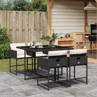 Thumbnail for 5-tlg. Garten-Essgruppe mit Kissen Schwarz Poly Rattan