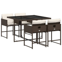 Thumbnail for 5-tlg. Garten-Essgruppe mit Kissen Braun Poly Rattan