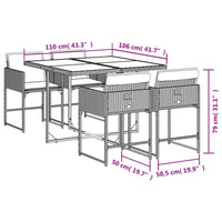 Thumbnail for 5-tlg. Garten-Essgruppe mit Kissen Braun Poly Rattan