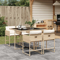 Thumbnail for 5-tlg. Garten-Essgruppe mit Kissen Beige Poly Rattan