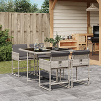 Thumbnail for 5-tlg. Garten-Essgruppe mit Kissen Hellgrau Poly Rattan