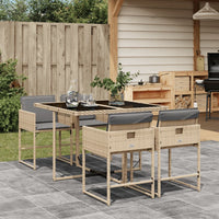 Thumbnail for 5-tlg. Garten-Essgruppe mit Kissen Beigemischung Poly Rattan
