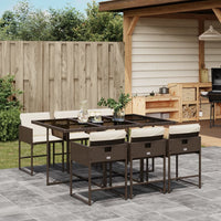 Thumbnail for 7-tlg. Garten-Essgruppe mit Kissen Braun Poly Rattan