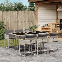 Thumbnail for 7-tlg. Garten-Essgruppe mit Kissen Hellgrau Poly Rattan