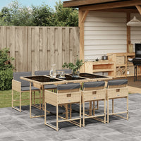 Thumbnail for 7-tlg. Garten-Essgruppe mit Kissen Beigemischung Poly Rattan