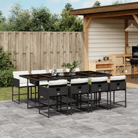 Thumbnail for 9-tlg. Garten-Essgruppe mit Kissen Schwarz Poly Rattan
