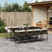 Thumbnail for 9-tlg. Garten-Essgruppe mit Kissen Braun Poly Rattan