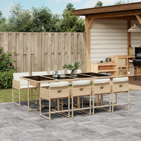 Thumbnail for 9-tlg. Garten-Essgruppe mit Kissen Beige Poly Rattan