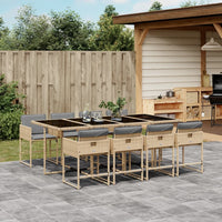 Thumbnail for 9-tlg. Garten-Essgruppe mit Kissen Beigemischung Poly Rattan