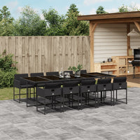 Thumbnail for 11-tlg. Garten-Essgruppe mit Kissen Schwarz Poly Rattan