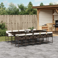 Thumbnail for 11-tlg. Garten-Essgruppe mit Kissen Braun Poly Rattan