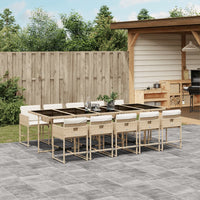 Thumbnail for 11-tlg. Garten-Essgruppe mit Kissen Beige Poly Rattan