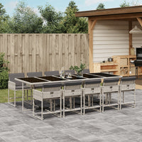 Thumbnail for 11-tlg. Garten-Essgruppe mit Kissen Hellgrau Poly Rattan
