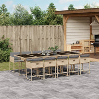 Thumbnail for 11-tlg. Garten-Essgruppe mit Kissen Beigemischung Poly Rattan