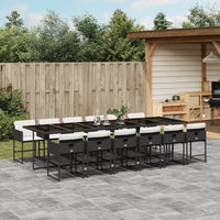 Thumbnail for 13-tlg. Garten-Essgruppe mit Kissen Schwarz Poly Rattan