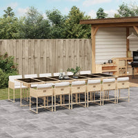 Thumbnail for 13-tlg. Garten-Essgruppe mit Kissen Beige Poly Rattan