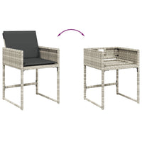 Thumbnail for 13-tlg. Garten-Essgruppe mit Kissen Hellgrau Poly Rattan