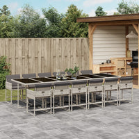 Thumbnail for 13-tlg. Garten-Essgruppe mit Kissen Hellgrau Poly Rattan