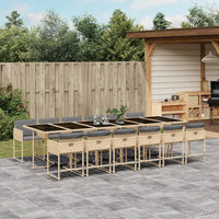 Thumbnail for 13-tlg. Garten-Essgruppe mit Kissen Beigemischung Poly Rattan
