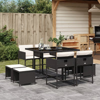 Thumbnail for 9-tlg. Garten-Essgruppe mit Kissen Schwarz Poly Rattan