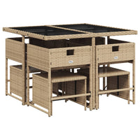 Thumbnail for 9-tlg. Garten-Essgruppe mit Kissen Beige Poly Rattan