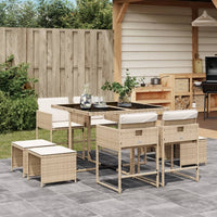 Thumbnail for 9-tlg. Garten-Essgruppe mit Kissen Beige Poly Rattan