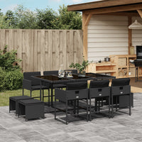 Thumbnail for 11-tlg. Garten-Essgruppe mit Kissen Schwarz Poly Rattan